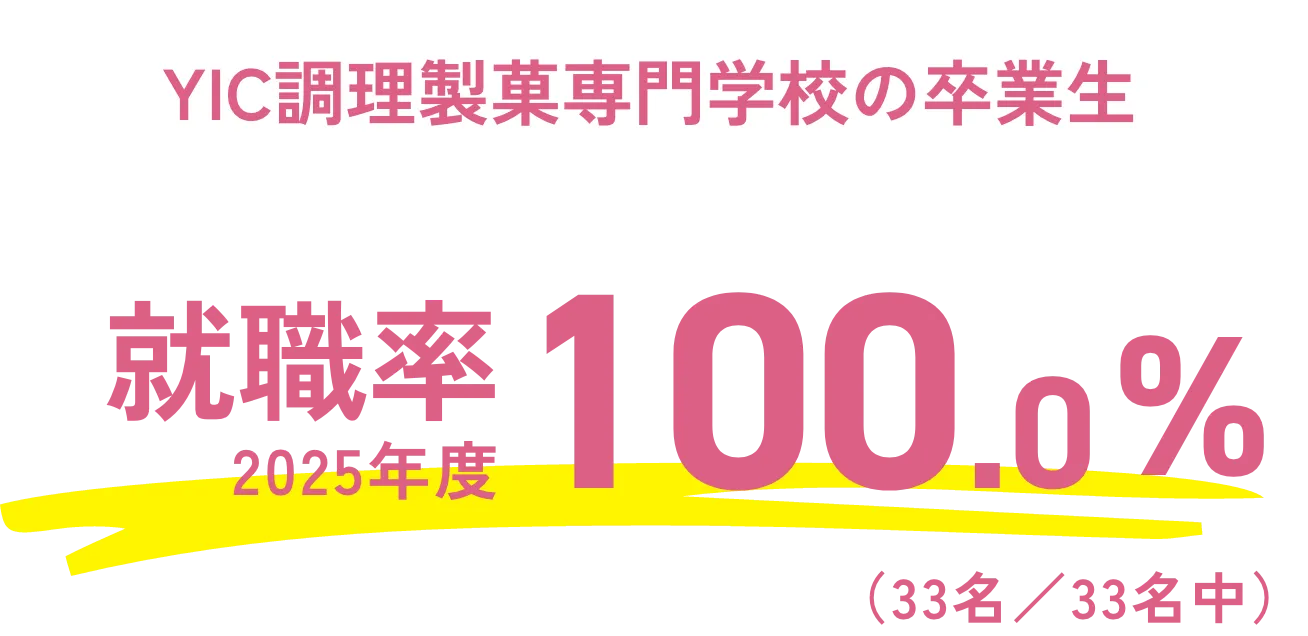 YIC調理製菓専門学校の卒業生就職率100.0%